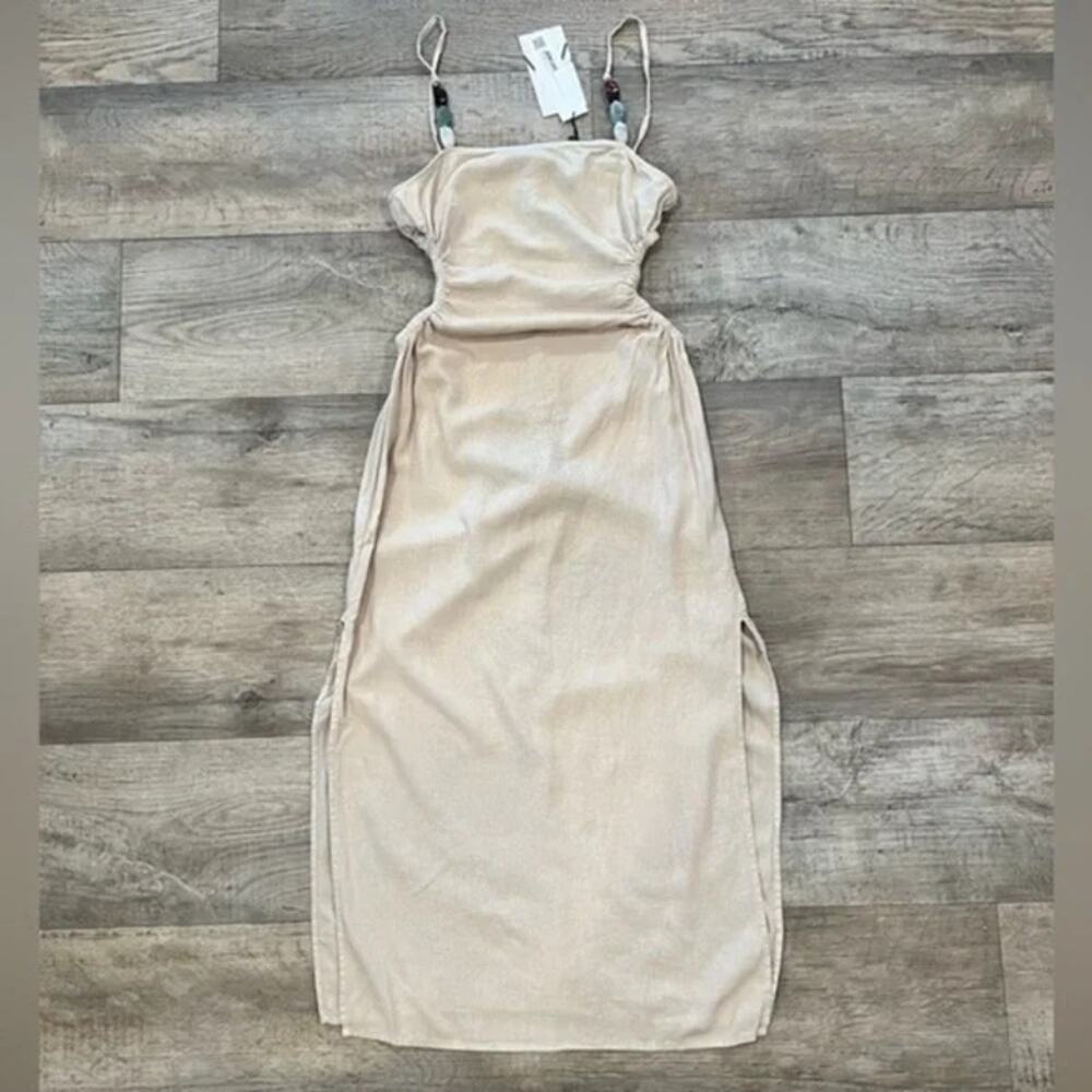 ZARA Linen Blend Cut Out Midi Dress NWT - Picture 15 of 16